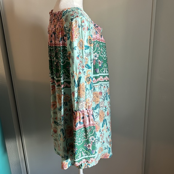 New Suzanne Betro Weekend Long Boho Peasant Tunic Bell Sleeve Style Blouse - Picture 7 of 9